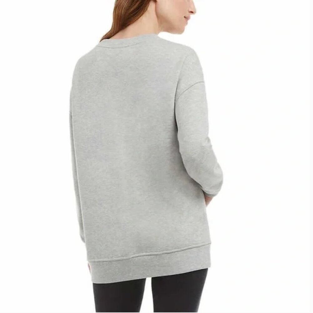 Danskin Ladies' Oversized Crewneck with Pocket Gray L - Picture 3 of 3